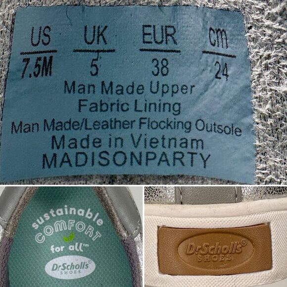 Dr. Scholl’s Madison Party Metallic Silver Slip-On Sneakers Women’s 7.5M - Picture 6 of 9